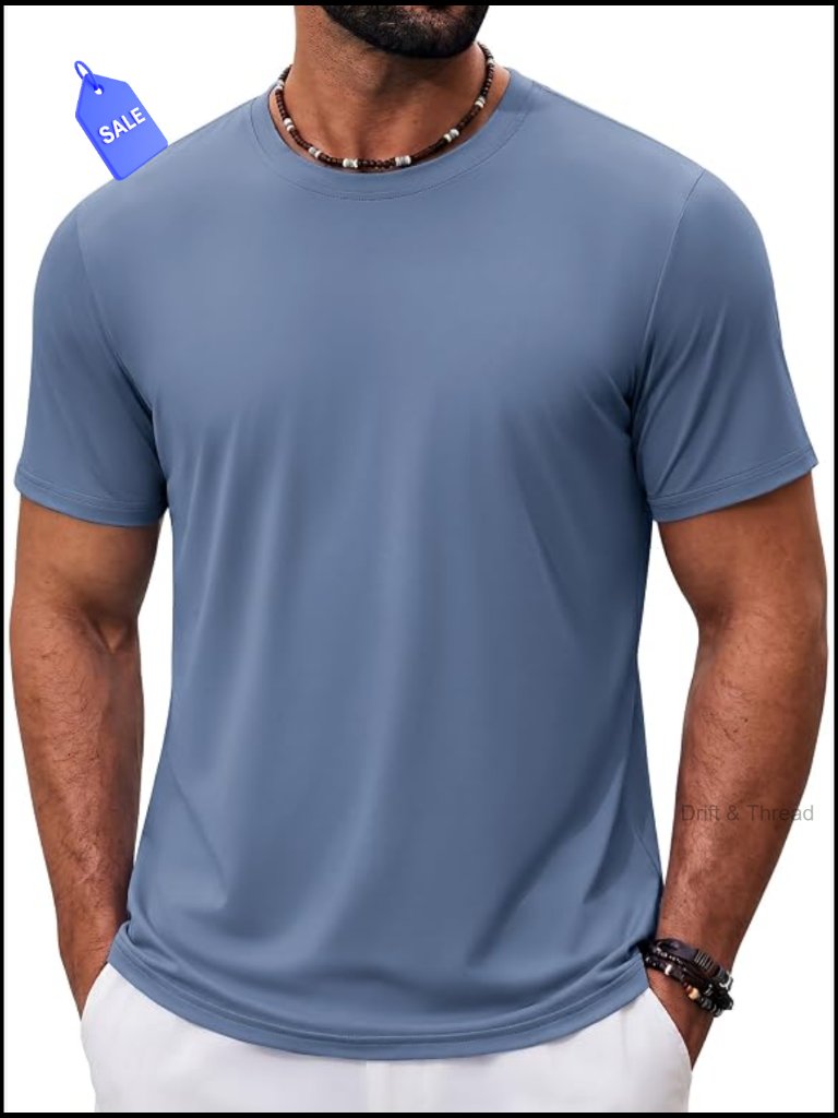 Men's Quick Dry Upf 50+ Rash Guard Swim Shirt Athletic Fit Short Sleeve